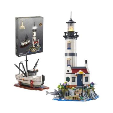 Imagem de Conjunto De Blocos De Construção De Farol Elétrico Infantil Com Barco 