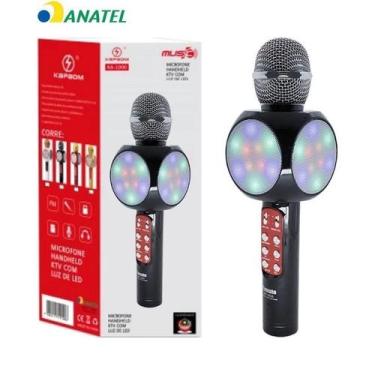 Imagem de Microfone Bluetooth Sem Fio Preto Led Karaokê Youtuber - Kapbom