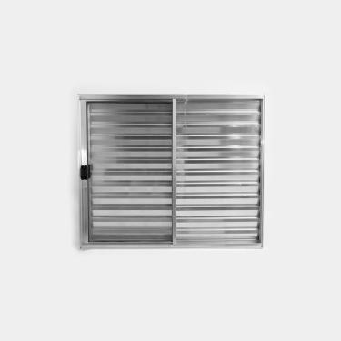 Imagem de Janela Alumínio Veneziana 3 Folhas 100x100cm Natural Brilhante Plus Lux Esquadrias Branco