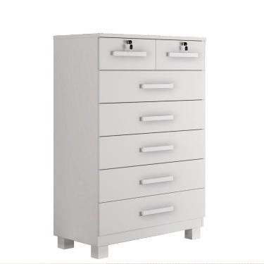 Imagem de Cômoda Barcelona 7 Gavetas Com Chave Benetil Branco