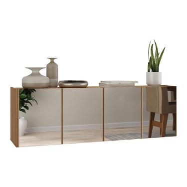 Imagem de Aparador Buffet Suspenso Com Espelhos 4 Portas Multimóveis Mp8005 Rustic Rustic