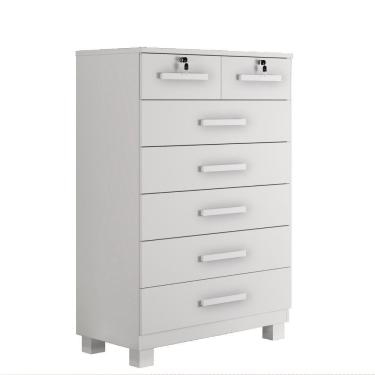 Imagem de Cômoda New Barcelona 7 Gavetas Com Chave Benetil Móveis Branco