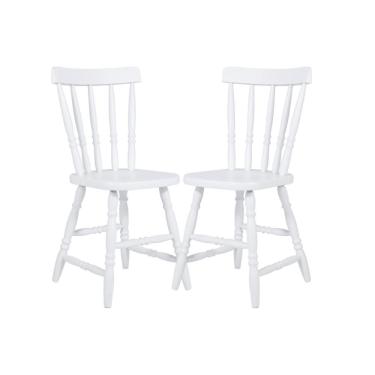 Imagem de Kit Cadeira Ditália Madeira Maciça Eucalipto 2unidades Cor:branco Branco