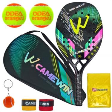 Imagem de Raquete Beach Tennis Camewin SunWave 3K Carbon C/ 2 Bolinhas + brindes
