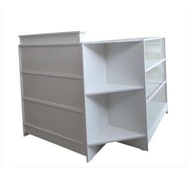 Imagem de Balcão Caixa + Vitrine Lojas E Comércios Em Geral 100% Mdf Branco - Su