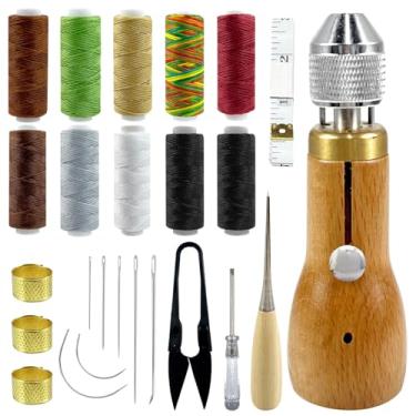 Imagem de HFYZZ Kit De Furador Costura Com 27 Peças, Couro, Ferramenta Manual Portátil, Conjunto Reparo Lona Resistente Agulhas, Tesouras, Linhas Enceradas Para Tecidos, Artesanato Faça Você Mesmo