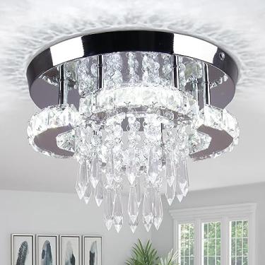 Imagem de FRIXCHUR Lustre Moderno De Cristal 11,8" Com Flor Led, Luminária Embutida Para Teto, Quarto, Corredor, Cozinha (6500K Branco Frio)