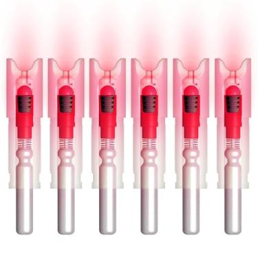 Imagem de CosiComu Nocks Iluminados Para Besta Com Interruptor Liga/Desliga De Diâmetro Interno 0,300 Arco E Flecha Caça, Pacote 6 (Vermelho)