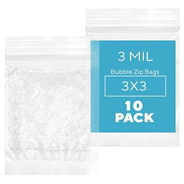 Imagem de GPI POLY 10 Unidades, Sacos Plásticos Com Fecho Plástico Bolha De 3" X 3", 3 Mil Espessura, Reutilizáveis, Fechamento Acolchoado E Dupla Face Para Armazenamento, Embalagem, Envio Postagem Componente