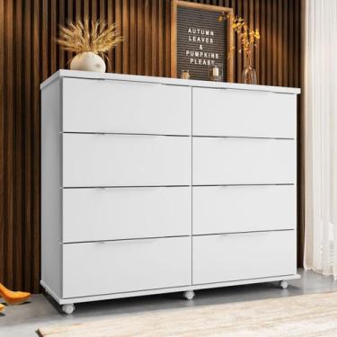 Imagem de Cômoda 8 Gavetas Athenas Cor Branco - Rud Rack