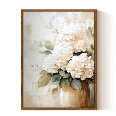 Imagem de InSimSea Arte de parede em tela emoldurada fotos de parede de flores vintage decoração de quarto estética hortênsia pequenas impressões decoração de prateleira de mesa pinturas florais arte de casa de