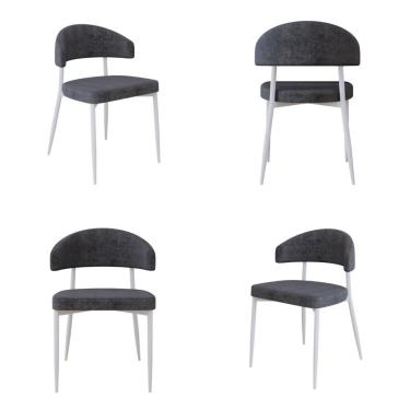Imagem de 4 Unidades Cadeira Bless Fixa C/4 Pés 53 X 55 X 78cm Pés Brancos. Lautrec Grafite Lautrec Grafite