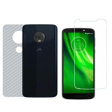 Imagem de Película Hidrogel + Adesivo Fibra De Carbono Para Moto G7 - Transparente