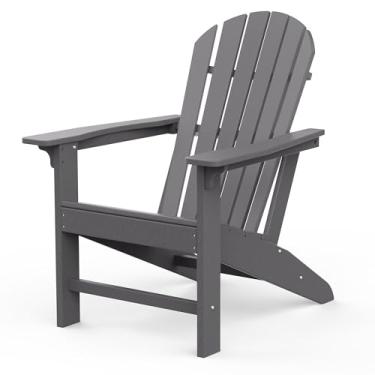 Imagem de OTSUN Cadeira Adirondack, cadeira de pátio HDPE para todos os climas, cadeira de gramado de plástico com capacidade de 172 kg, cadeiras externas para fogueira, quintal, varanda, jardim, deck, piscina,