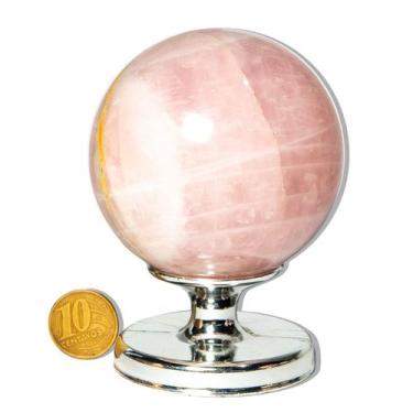 Imagem de 01 Esfera Quartzo Rosa Natural 400 a 500g 6 a 8cm Classe C - Cristaisd