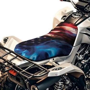 Imagem de Pensura Capa de assento de quadriciclo com bandeira americana de fogo, capa de assento resistente à água compatível com Polaris Sportsman 400 500 850 1000 2014-2020, tecido de poliéster impermeável