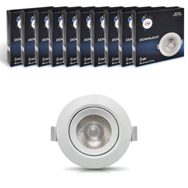 Imagem de 10x Spot Led Redondo Embutir 5w Luz Branco Frio 6500k Bivolt