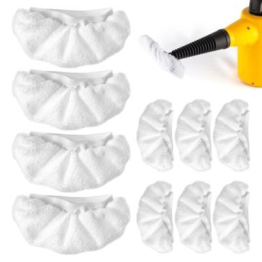 Imagem de YUXIANLB 10 peças de almofadas de esfregão a vapor reutilizáveis universais acessórios de limpeza a vapor para a maioria dos vapores de limpeza de vapores, acessórios laváveis para limpeza de roupas