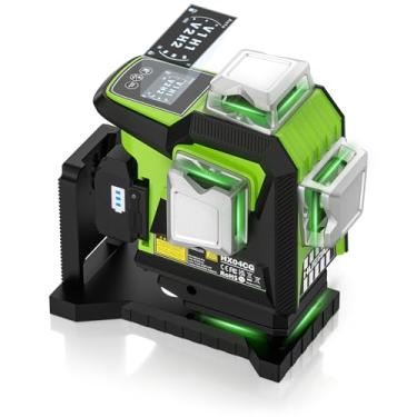 Imagem de Huepar Nível a laser 360 autonivelante, recarregável, alto brilho, 4 x 360°, ferramenta de nivelamento Lazer para construção e pendurar fotos, suporte magnético forte e estojo de transporte rígido