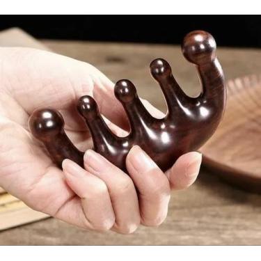 Imagem de Pente De Massagem Natural Madeira Couro Cabeludo Circulação - Minymix