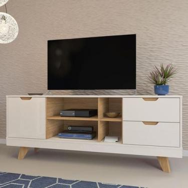 Imagem de Rack Michigan Off White e Carvalho 160 cm - Artely