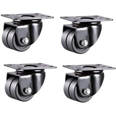 Imagem de 4 Rodízios Pesados Rodas Gêmeas 1,5 Polegadas / 2 Polegadas 450 Kg Transporte Industrial Giratório Universal Rodas De Carrinho De Móveis Resistentes Ao Desgaste