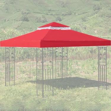 Imagem de Capas De Substituição Para Tenda De Gazebo, Substituição De Cobertura De Gazebo, 3m X 3m, 2 Camadas, Tecido De Poliéster Impermeável 300d, Com Topo Ventilado A Ar, Para Pergol, Red