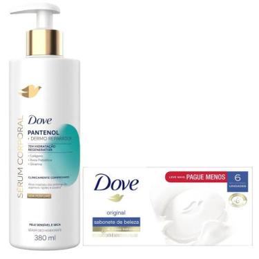 Imagem de Kit Dove Sérum Corporal Pantenol 380ml + Sabonete Barra Original 90g -