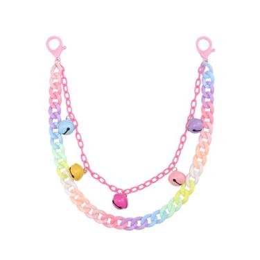 Imagem de Calça de acrílico com pingente de sino colorido, corrente para mulheres e homens, sons adoráveis, sinos, arco-íris, em camadas, punk rock, carteira, cinto, cinto, cintura, jeans, correntes hip hop