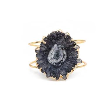 Imagem de Dazzle Appeal Pulseira feminina de quartzo Aura com pedra preciosa natural de quartzo solar para mulheres, joia banhada a ouro, tamanho aproximado de 45 a 50 mm, Medium, Pedra, Quartzo