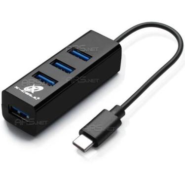 Imagem de Adaptador Usb Tipo C 3.0 Hub 4 Portas Preto Mouse Teclado - X-cell