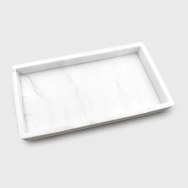 Imagem de Bandeja de banheiro de silicone para balcão, organizadores e armazenamento de banheiro, sabão retangular e suporte de esponja para pia de cozinha, bandeja de banheiro cinza mármore