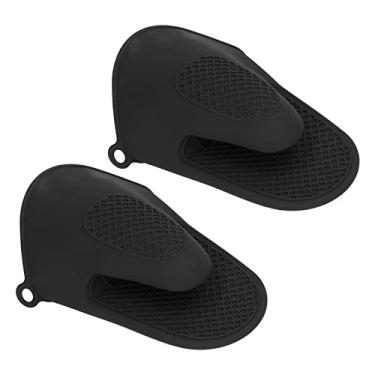 Imagem de AYNEFY Matches de Forno de Silicone Duráveis ​​anti -escaldantes, 2pcs Mini Luvas de Beliscão para Churrasco de Cozinha (Preto)