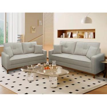 Imagem de Conjunto Sofá Living 3 e 2 Malibu Bouclê Bege 1,50/2,30m - King House