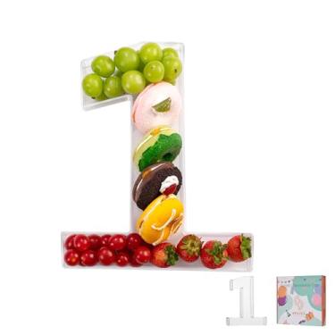 Imagem de Bandeja de charcutaria de acrílico com letras e números de 28 cm – Caixa de alfabeto reutilizável preenchível para doces, lanches, cupcakes – Travessa de servir para aniversário, casamento, festa de