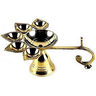 Imagem de Rastogi Handicrafts Óleo de latão Deepak Panch Arti Diya
