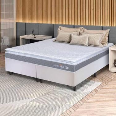 Imagem de Conjunto Box Branco Durban Cinza Espuma D28 Queen 158x198x57 - King House