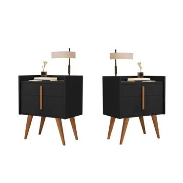 Imagem de Kit Com 2 Mesas De Cabeceira Quarto Retrô Decorativa Canto Lateral - D