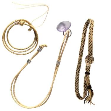 Imagem de Bandinha + Suporte de Chapéu e Laço para Retrovisor Couro (bege com marrom)