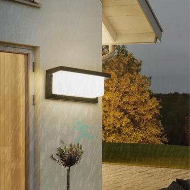 Imagem de Lâmpadas LED de parede externas com sensor de movimento IP65 à prova d'água iluminação de parede luzes de varanda arandela moderna luz de segurança externa interna/externa para cerca de garagem de