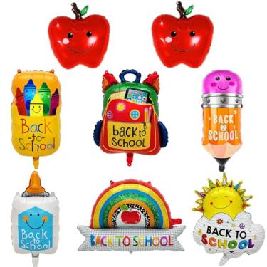 Imagem de 8Pcs Back to School Balloons Kit Apples Balloon Pencil Foil Balloon First Day of School Balloons for Back to School Party Decorations