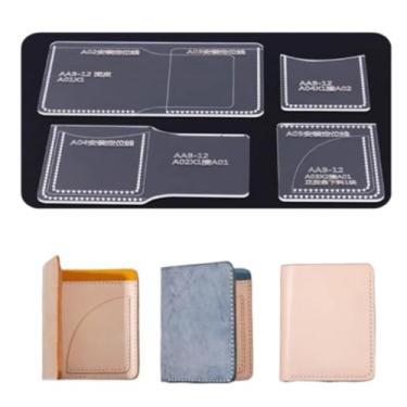 Imagem de YJIUYUANQ Modelo de couro acrílico padrão de couro acrílico modelos de couro para costura de artesanato em couro DIY - porta-cartão mini carteira