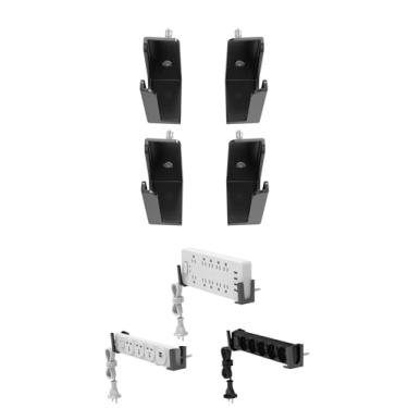 Imagem de TYAMTOGSM Suporte de parede para régua elétrica, suporte de régua de alimentação sob a mesa, suporte de soquete sem perfuração, adesivo e parafuso, duas opções de montagem conjunto com 2 (Preto)