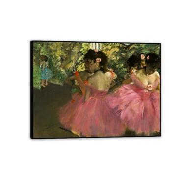 Imagem de Edgar Degas impressões em tela dançarinos em rosa arte impressionista pôsteres arte de parede em tela legal quarto sala de estar decoração de sala de aula 65 x 50 cm (26 x 19 pol) moldura preta