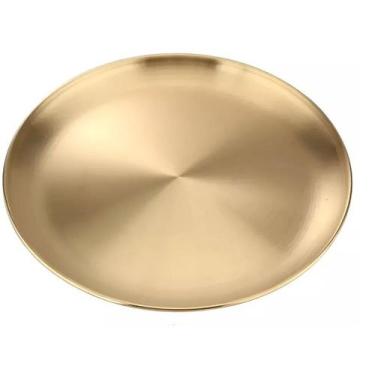 Imagem de Bandeja Dourada Travessa De Servir Inox Luxo 40 Cm Frigopro