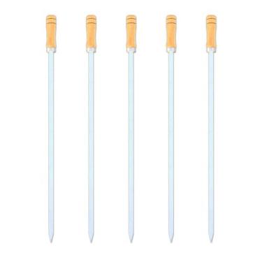 Imagem de Kit 05 Pçs Espeto Alumínio Simples Chato Estreito Aperitivos e Petisco