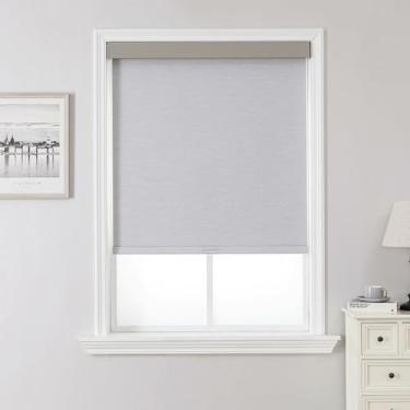 Imagem de Joydeco Persianas de rolo 100% blackout (Pro), persianas sem fio free-stop para janelas, proteção UV, persianas de tecido natural para casa e escritório, capa de alumínio à prova de luz (78,7 cm L x