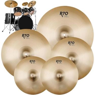 Imagem de Kit de Pratos PalmMusic 5 Peças para Bateria (14" Chimbais, 16" Crash, 18" Crash Ride, 20" Ride) - Liga de Metal - Som Nítido - Ideal Iniciantes