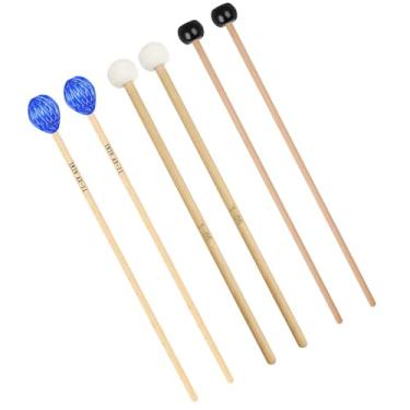 Imagem de YIJU 6 peças de baquetas de percussão, baquetas profissionais, de bateria, cabo de madeira para exercícios educacionais de música marimba