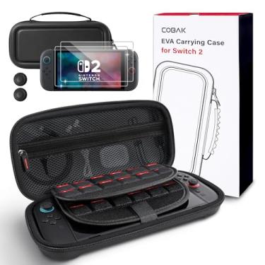 Imagem de CoBak Estojo De Transporte Grande Capacidade Para Nintendo Switch 2 (2025), Bolsa Viagem Ultrafina Premium Em Eva Com 24 Cartuchos Jogo, Capa Protetora Tela, Armazenamento Acessórios, Preta